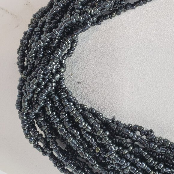Signature black seed bead multi strand necklace 20 strand - Picture 4 of 6